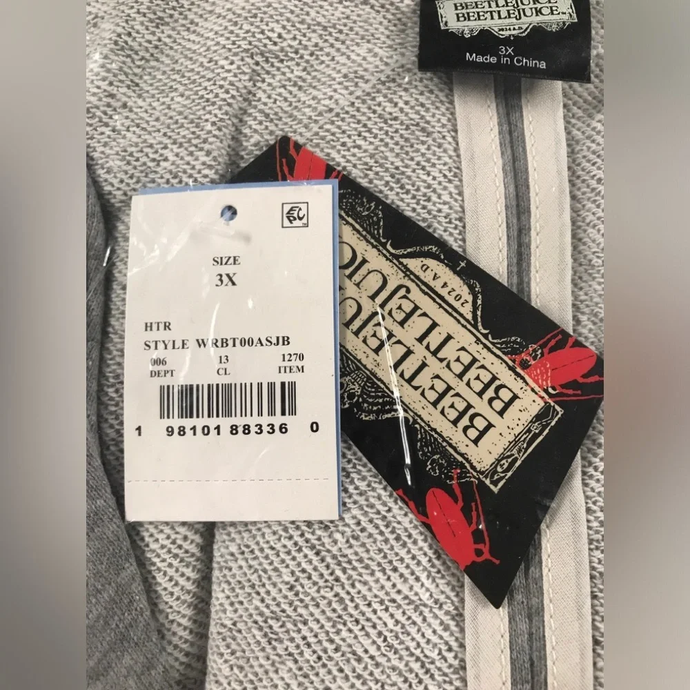 Gray Blazer Beetlejuice Graphic Blazer Front Flap Pockets Jacket - Picture 8 of 9